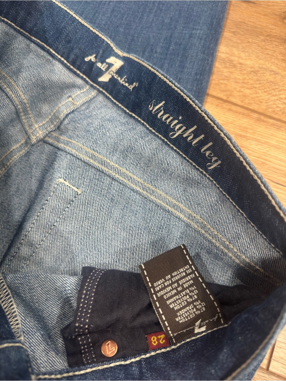7 FOR ALL MANKIND Vintage 2000s Y2k Low-rise Straight Leg Jeans | Size 28 - Picture 2 of 6
